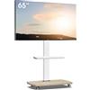 LTPRTZ Standard per la televisione mobile - Support per TV da parete - Televisore da presentare - Materiali: legno e metallo - Dimensioni: da 32 a 65 pollici - Colore: bianco