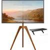 LTPRTZ Supporto TV a cavalletto - Treppiede da pavimento - Supporto per appendere la TV - Regolabile in altezza - Per schermi da 45-65 pollici - Finitura noce