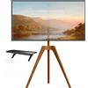 LTPRTZ Supporto TV a cavalletto - Treppiede da pavimento - Supporto per appendere la TV - Regolabile in altezza - Per schermi da 45-65 pollici - Finitura noce