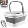 LTPRTZ Vaschetta pieghevole per i piedi - Contenitore per il pediluvio - Cura e relax per i piedi - Con supporti massaggianti - Capacità: 15 litri - Colore: grigio e bianco
