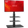 LTPRTZ Support TV standard - Support a pavimento - Montaggio TV - Include 3 ripiani - Adatto per TV fino a 70 pollici - Colore: nero
