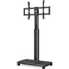 LTPRTZ Supporto TV mobile - Sollevatore TV su ruote - Risparmio di spazio - Rotazione e regolazione in altezza - Per schermi da 32-70 pollici - Legno nero