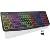 LTPRTZ Tastiera da gioco wireless - Retroilluminazione discreta - Comoda da digitare - Tasti multimediali - Layout QWERTZ - Colore nero