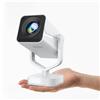 LTPRTZ Mini proiettore - Proiettore portatile - Home cinema - Correzione automatica della distorsione - Fino a 200 pollici - Bianco