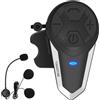 LTPRTZ Casco con sistema di comunicazione Bluetooth - Auricolare Bluetooth - Guida sicura - Interfono con portata di 1000 metri - Set da 1 - Nero