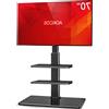 LTPRTZ Support TV standard - Support a pavimento - Montaggio TV - Include 3 ripiani - Adatto per TV fino a 70 pollici - Colore: nero