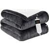 LTPRTZ Coperta elettrica - Coperta riscaldante - Riscaldamento confortevole - Spegnimento automatico - 130 x 180 cm - Grigio scuro