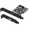 Atlantis Scheda Espansione USB 3.1, PCIe x4, 1 USB-A e 1 USB-C | Scheda PCI Express x4 USB, fino a 10 Gbps; bracket standard e low profile inclusi; solo Windows 11
