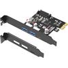 Atlantis Scheda Espansione USB 3.0, PCIe x1, 2 USB-A e 1 USB-C | Scheda PCI Express x1 USB, fino a 5 Gbps; bracket standard e low profile inclusi; solo Windows 11