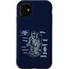 Isometric Drafting Lab Custodia per iPhone 11 Robot Blueprint 1962, Retro Robot Sci-Fi, Engineer