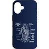 Isometric Drafting Lab Custodia per iPhone 16 Robot Blueprint 1962, Retro Robot Sci-Fi, Engineer