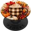 Cozy Autumn Harvest Designs Vintage Buffalo Plaid Zucca Autunno Caffè PopSockets PopGrip Adesivo