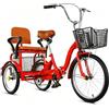 Generico Triciclo Pieghevole per Adulti, Bici a 3 Ruote per Due Persone, Triciclo per Anziani con vano Telaio in acciaio alto carbonio, doppia catena, freni doppi, sella e manubrio regolabili