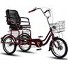 Generico Triciclo per Anziani, Bicicletta a 3 Ruote per utenti senior Portata 150kg, sedile divano, freni a fascia ant/post, telaio triangolare anti-ribaltamento, 2 cestini portaoggetti