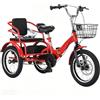 Generico Triciclo pieghevole, bicicletta a 3 ruote con sedile posteriore per bambini dai 3 ai 10 anni Telaio pieghevole acciaio alto carbonio,portata 120KG,doppio freno disco/cerchio,sella/manubrio regolabili