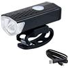 HoveeLuty Faro per Bici 300 Lumen Faro per Bici Ricaricabile Tramite USB con 3 modalità Luce Anteriore per Bicicletta Luce Anteriore per Bicicletta Bianca Torcia a LED Ricaricabile
