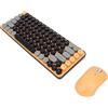 Domary Tastiera e Mouse Wireless Combo, 85 Tasti con Tasti Rotondi Retro, | & Connessione 2.4GHz, Portata Stabile di 10m, per /OS X/, Inclinazione Ergonomica di 9°, ABS