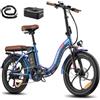 Fafrees Bici Elettrica Pieghevole Donna Uomo, 36V 20Ah Bicicletta Elettrica Pedalata Assistita MTB, 3.0 Fat Bike Ebike da Città, 250W 7 Velocità, F20 Pro Blu