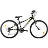 Multibrand Distribution Multibrand Velotec Tempo Mountain Bike in alluminio da 24 pollici, 18 velocità, V-Brake, bici per ragazzi, adatta per 130-155 cm