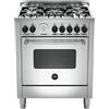 La Germania AMN765GXT Cucina Gas 5 Fuochi Forno Gas Ventilato 56 L Classe A+ Bruciatore Wok (94.5x69.5x60 cm) colore Acciaio Inox