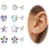 DAI JY Set di orecchini per bambini, ipoallergenici, orecchini in oro e argento, in acciaio chirurgico medico, da donna, piccoli orecchini a forma di cuore, perla, orecchini a vite