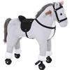 AIYAPLAY Cavallo Giocattolo per Bambini con Suoni Realistici, Musica, Ruote Scorrevoli, Pedali, Maniglie, Grigio | Aosom Italy