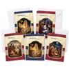 Afie M5-438 - Set di 5 biglietti natalizi per presepe religiosa con doratura in oro dorato, 13,5 x 8,5 cm + 5 buste bianche 14 x 9 cm, 2 modelli assortiti o 5 carini, per cristiani, voti tradizionali