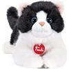 Trudi Gatta Matilda bianca/nera Peluche gattino, idea regalo compleanno, Natale | 18X13,5X31 cm taglia S | Classici Gatti | modello 52265