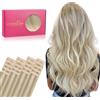 WENNALIFE Set da 20 extension adesive in capelli veri, 50 g, 60 cm, biondo cenere, biondo dorato e biondo platino, Remy invisibili, setosi e lisci