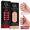 GLORAND Unghie Gel Adesive UV, Smalto Adesivo, Nail Stickers, Qualità Da Salone, Durata Fino A 3 Settimane, Crimson Scarlet E Nude, Set 40 Strisce (2x20)