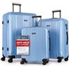 FERGÉ Set di 3 valigie rigide - trolley con 4 doppie ruote e lucchetto TSA | Set 3 pezzi: bagaglio a mano, valigia da viaggio e valigia XL · policarbonato robusto · 4 doppie ruote silenziose