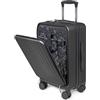 KINSTON Kingston Kabinenkoffer 41 l mit Laptopfach - Handgepäck Trolley starr und leicht, 4 Rollen, Doppelrollen um 360° drehbar und Schloss mit Zahlenschloss - Schwarz
