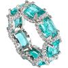 Sumpgle Anello con finta pietra preziosa paraiba con intarsio di topazio acquamarina, elegante gioiello da donna per uso quotidiano e regalo