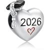 PHCLASY 2026 Pink Laurea Cap Stars Charms Ciondolo Compatibilità per Bracciale Laurea Cuore Charm Donna