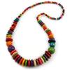 Avalaya Collana multicolore con bottone e perline rotonde in legno, lunghezza 70 cm