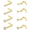 AceFun piercing naso,8 pezzi 20G 22G piercing naso bullone connettore a forma di L in acciaio inox diamante naso piccolo connettore per le donne cavatappi piercing naso bullone vite