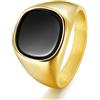 TRUMIUM Anelli con sigillo placcati in oro 18 carati, per uomo e donna, intarsio in onice nero, fedi nuziali in argento e oro, leggeri e spessi, vestibilità comoda, misura 7-13