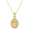 Sakrami Collana Madonna Miracolosa Oro 9KT con Zirconi Bianchi Pavé - Medaglia Ovale, Design Religioso + Scatola Personalizzabile - Idea Regalo Donna Ragazza Comunione Cresima Compleanno
