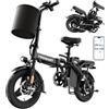TODIMART Bici Elettrica Pieghevole 14 con App 48V 9Ah Batteria Rimovibile | Aautonomia 50-60 km, batteria rimovibile con chiave, altezza regolabile, portata 150 kg, doppia sospensione