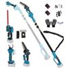 JJsdwin Tagliasiepi e motosega a batteria telescopica Combo | Batteria per potatura con 2 batterie da 4000 mAh, 2 catene da 15,2 cm, guanti e occhiali protettivi, adatti per la cura del