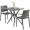 CLP Set da Giardino Pula Resistente alle intemperie, 2 sedie impilabili e Tavolo bistrot Quadrato, Salotto in plastica per Balcone, terrazza | Colore Grigio Scuro