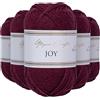 Utopia Crafts JOY DK, 5 gomitoli di filato acrilico da 50 g (250 g), lana per uncinetto e maglia, morbida lana per lavorare a maglia (rosso castagno)