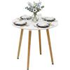Relaxdays Tavolo rotondo, H x D: 75 x 80 cm, MDF e bambù, 4 persone, stile scandinavo, bianco/naturale