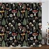 GOAOK Tenda da doccia in stile bohémien, stile vintage, con fata magica, bosco, natura, piante, set tenda da doccia in tessuto estetico floreale stile hippie, impermeabile, 183 x 213 cm, colore nero