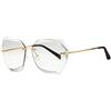 LumiSyne Occhiali Da Sole Senza Montatura Rettangolari Donna Oversized Occhiali Da Vista Gradiente Trasparenti Lente Da Taglio Di Diamanti Montatura In Metallo UV400 Con Custodia Per Occhiali