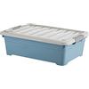 Vendics Scatola Portaoggetti Sotto il Letto, Design Impilabile, Scatola Portaoggetti Multiuso in Plastica su Ruote con Coperchio, Adatta per L'Armadio Della Camera da Letto/Blu/33L