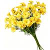 DongAi 10 mazzi di margherite artificiali gialle, 50,8 cm | Resistente ai raggi UV, per esterni, steli e verde finto, decorazione per la casa e il giardino