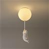 FZQSXAZU Plafoniera Semi-Incasso, Grazioso lampadario con Paralume in Vetro Color Crema, 1 Lampadina, Design a Palloncino e Orso Polare, Lampada a Sospensione per cameretta, Sala da Pranzo,
