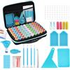Csuntikulo Scatola di accessori per diamond painting 5D, 60 scomparti, con imbuto pinzette adesive, organizer per diamond painting, semi, gioielli, perline di strass, fai da te