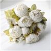 TRIXES Bouquet di peonie in seta bianca, fiori artificiali con fogliame per interni - 13 fiori - bouquet di fiori per matrimonio